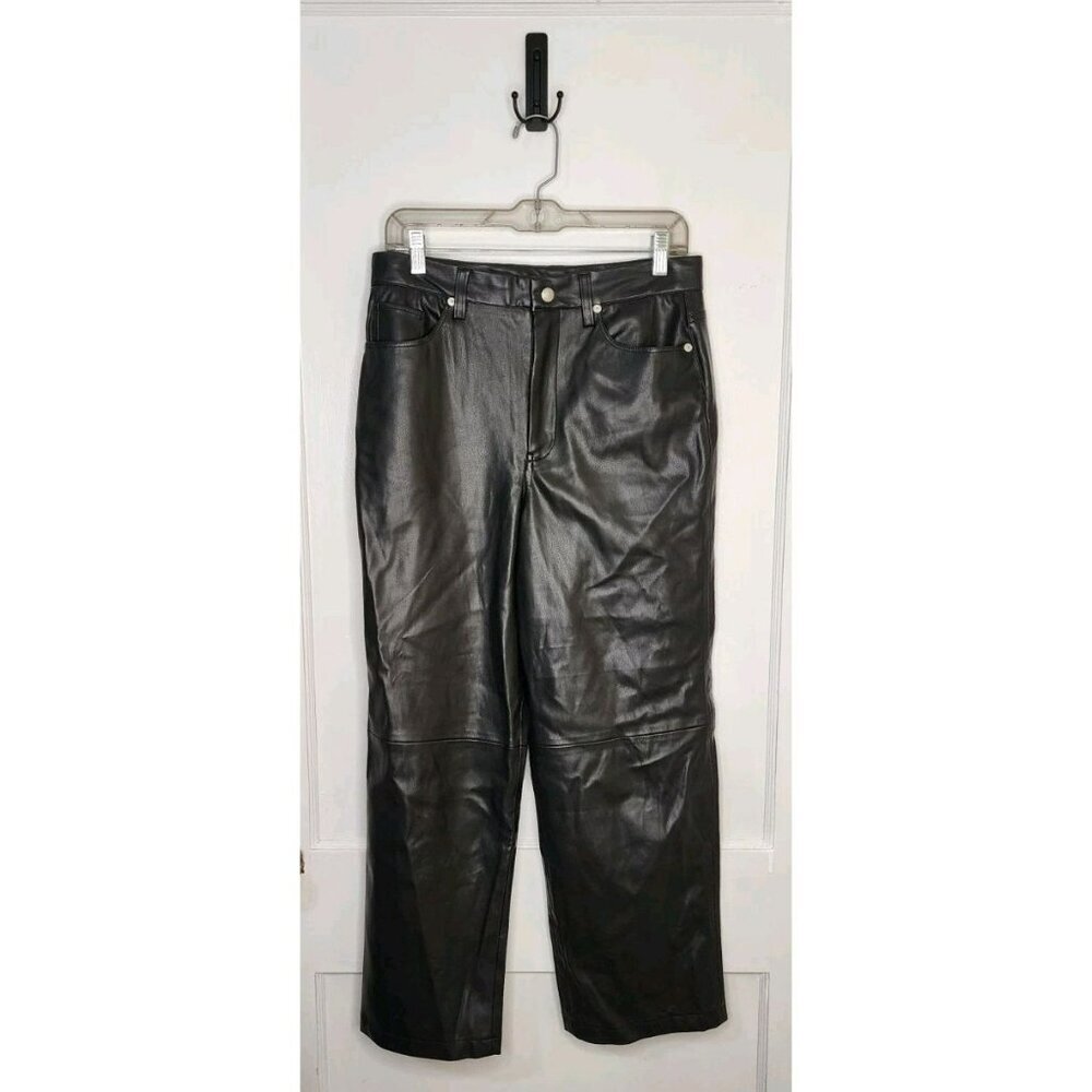BLANK NYC The Baxter Ribcage Straight Leg Faux Leather Pants Black Sz 30